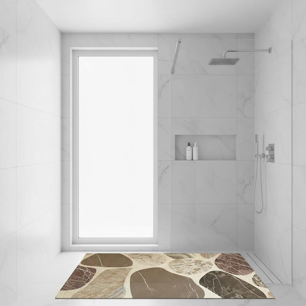 Tappeto antiscivolo vasca 40x70 cm Tappeto doccia antiscivolo Modello di pietra Tappetino doccia antiscivolo per bagni moderni,PVC,Alta permeabilità all'acqu
