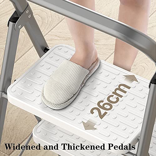 Simple 2 Step Stool Ladder Portable 3 Step Ladder Lightweight Stepladder 4 Step Ladder Folding Step Stool With Wide Anti-Slip Pedal, Safety/Anti-Slip/Portable (Color : Gray, Size : 3 Step Ladder) #TOP4