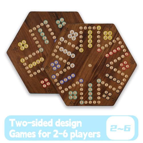 Wahoo juego de mesa tablero 20 pulg con 24 canicas y 6 dados miniatura 5