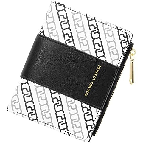OIDERY Small Card Holder Wallet for Women, Bifold Compact Wallet with ID Window-Womens Wallet with Zipper Coin Purse Cover