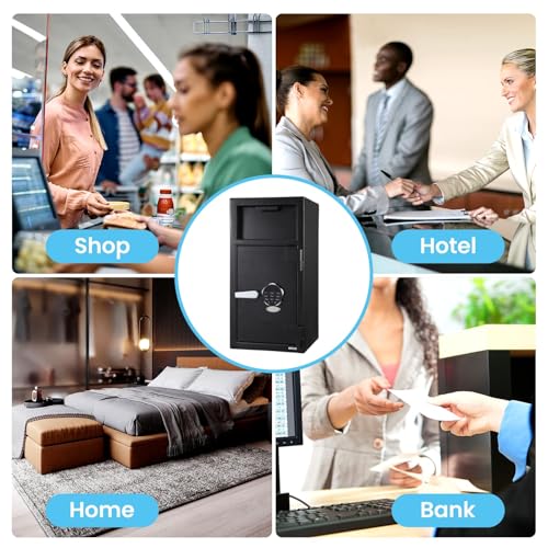 Image of 2.5 CUB Heavy Duty Depository Drop Safe,Front Drop Slot Lock Box with Digital Combination and Anti-Fishing, for Cash Mail Office Home-13.78 inchD x 15.75 inchW x 19.69 inchH
