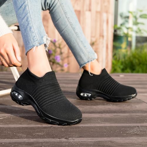 Image of Non Slip Work Shoes Women, Slip On Sneakers Women,Work Shoes Walking Gym Nurse Mesh Casual Fashion Sneakers Comfort Breathable Lightweight