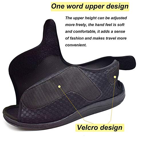 W&LESVAGO Women's Diabetic Slippers, Soft Breathable Fish Mouth Flatform Sandals, Wide Width Adjustable Edema Shoes for Elderly3