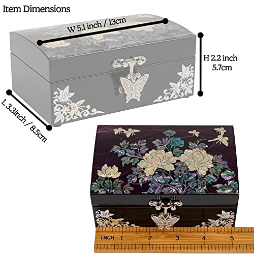 February Mountain Mother Of Pearl Wooden Jewelry Box - Decorative Vanity Display Case Antique Vintage Decor Unique Gifts For Women Gifts For Girlfriend Daughter Mom Wife Sister Grandma #TOP5