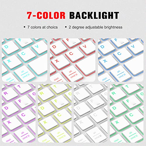 Fintie 10-Inch Ultrathin (4Mm) Wireless Bluetooth Backlight Keyboard, [7 Color Backlit] Rechargeable Keyboard For Ipad Samsung Tablet, Iphone Smartphone, Ios, Android Tablets Phone, (White) #TOP7