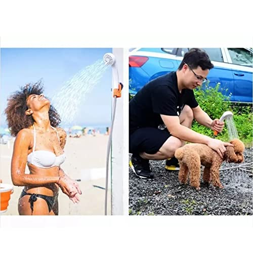 AMONIDA Portable Shower, Camping Shower, High Output with ABS Material, Water Saving, Battery Powered, White, Modern