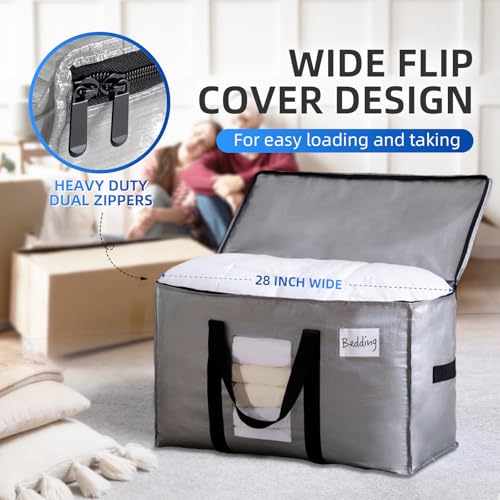 Image of TAILI Extra Large Moving Bags, 4 Pack Silver Heavy Duty Totes For Storage with Visible Window, Wrap Around Handles, Space Saving Storage Bags for Moving Supplies, Alternative to Moving Boxes