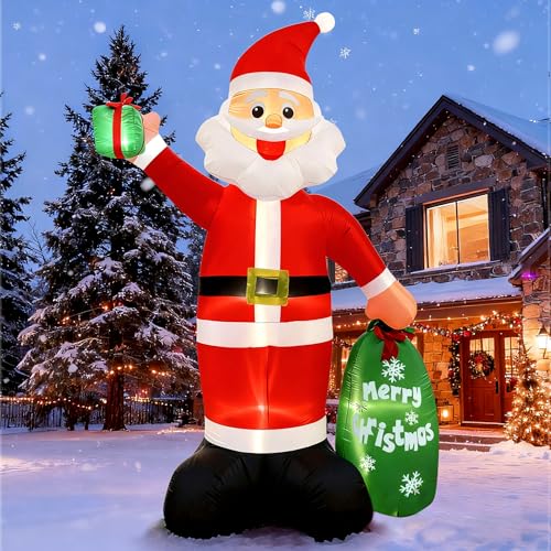 12FT Giant Christmas Inflatable Santa Claus with LED Lights and