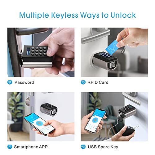 WELOCK Smart Lock, Keyless Entry, for Front Door Waterproof Digital Keypad with App and Smart Card, Adjustable Length for 50-100mm Door - Image 2