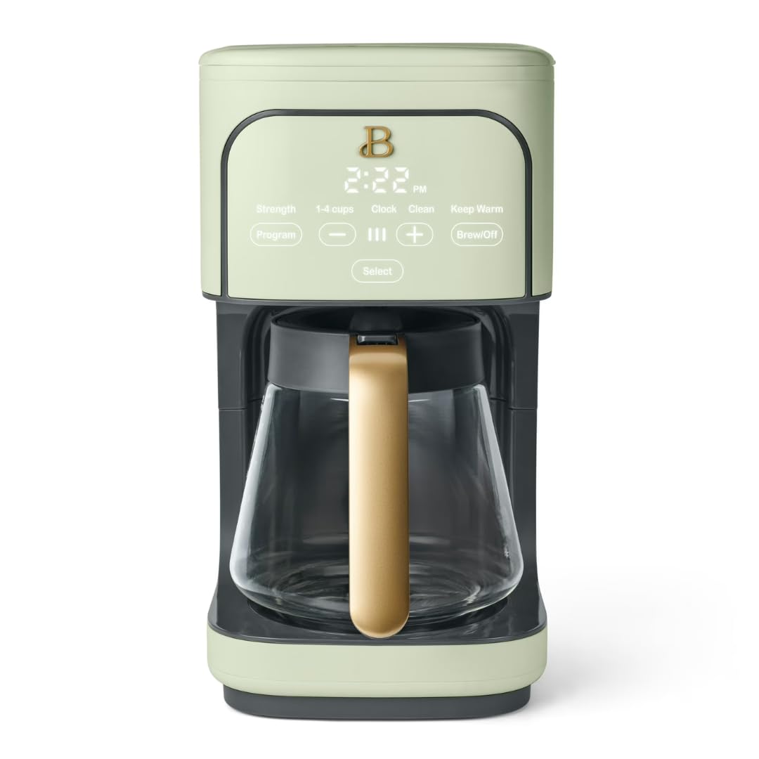12 Cup Programmable Coffee Maker, 24 Hour Auto Brew, Touch Display, Bold Strength Control, Glass Carafe, Reusable Filter, Auto Shut Off (Sage Green)