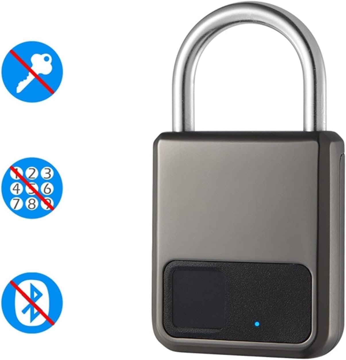 Candado inteligente con huella dactilar, Candado de huella digital sin llave carga USB bicicleta gimnasio equipaje puerta principal Multicolor(Gray)