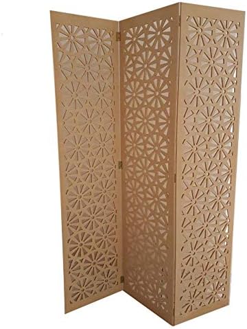 Biombo 3 Folhas 129X180cm Mdf Modelo 12 Cru Vazado