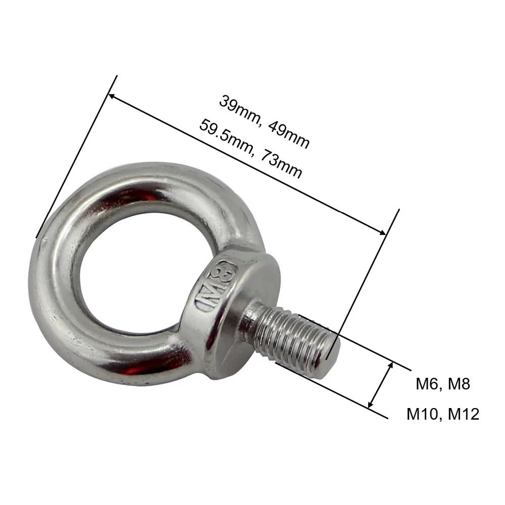 Anneau De Levage Lot de 5 boulons à œil anneau levage en acier inoxydable 304 M5 M6 M8 M10 M12, filetage robuste(M12)