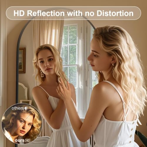 Image of 76 inchx35 inch Floor Mirror Full Length Arched Full Length Mirror Black