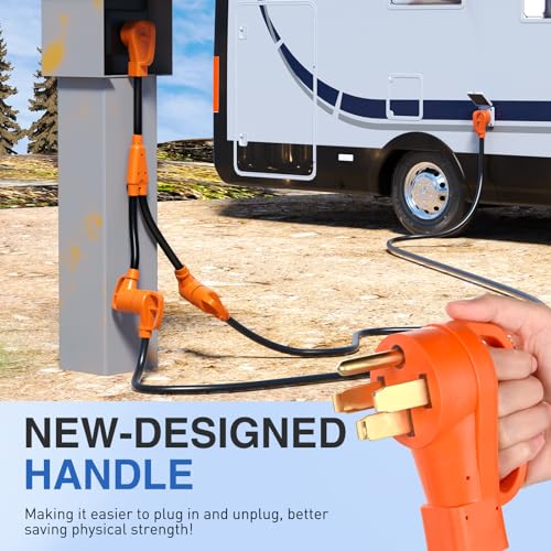 Image of Nilight 50 Amp to 30 Amp RV Y Splitter Adapter Cord 50A Male Plug to Two 30A Female Outlet NEMA 14-50P TT-30R Pure Copper STW 10 AWG Heavy Duty Cable for RV Camper Generator