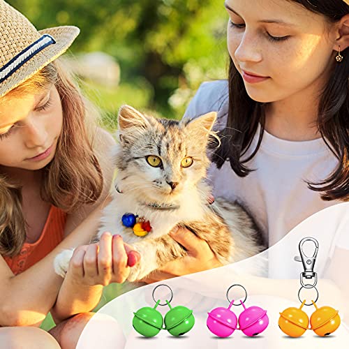 32 Pieces Cat Dog Collar Bells Colorful Pet Bell Dog Collar Charm Bells With 16 Round Key Rings 4 Buckles Pet Necklace Pendant Accessories For Puppy Kitten Potty Training #TOP5