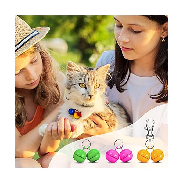 32-Pieces-Cat-Dog-Collar-Bells-Colorful-Pet-Bell-Dog-Collar-Charm-Bells-with-16-Round-Key-Rings-4-Buckles-Pet-Necklace-Pendant-Accessories-for-Puppy-Kitten-Potty-Training 32 Pieces Colorful Dog Collar Bells