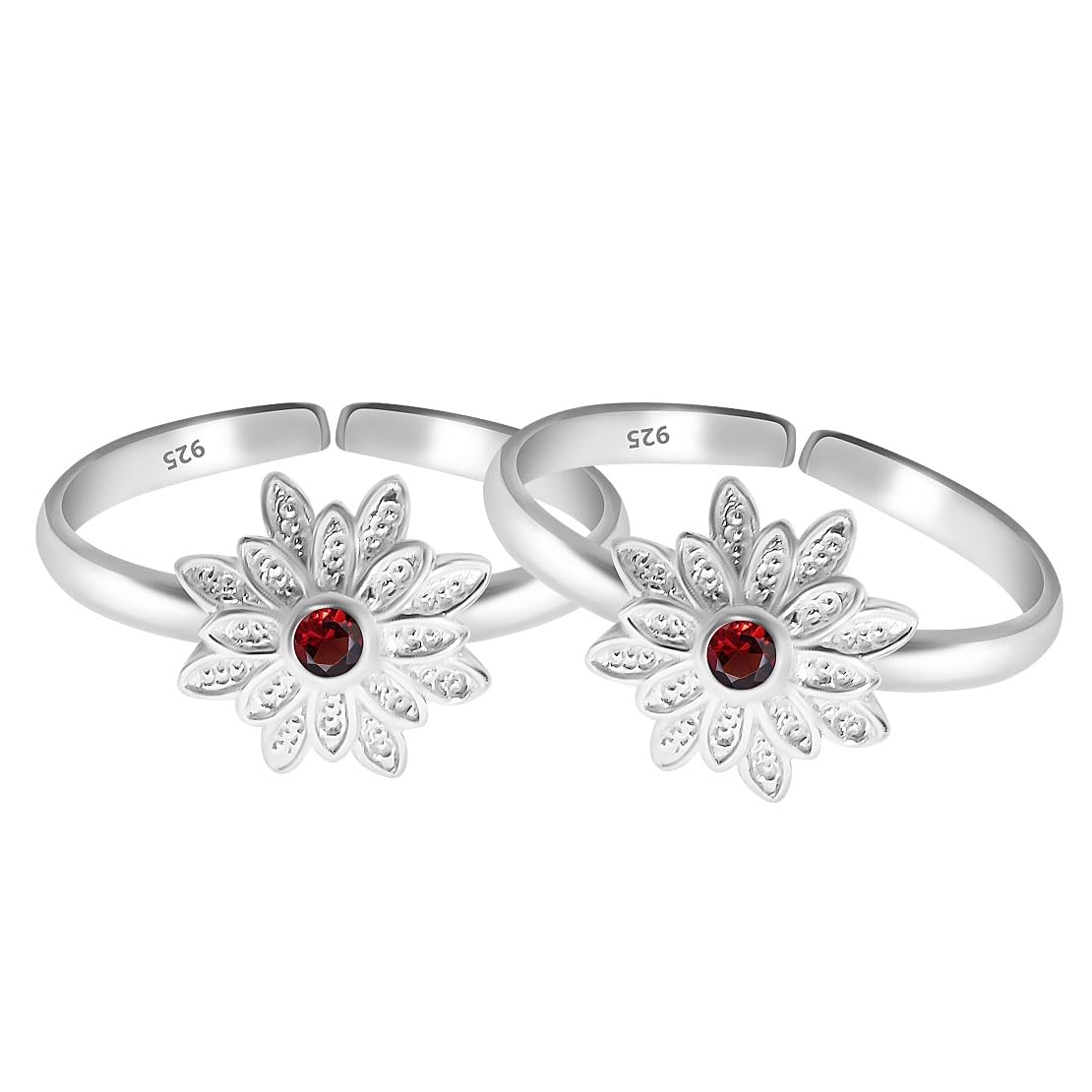 Parnika (Formerly MJ Designer Multi CZ Adorned Silver Toe Rings in Pure 92.5 Sterling Silver for Women (Floral 2) 2
