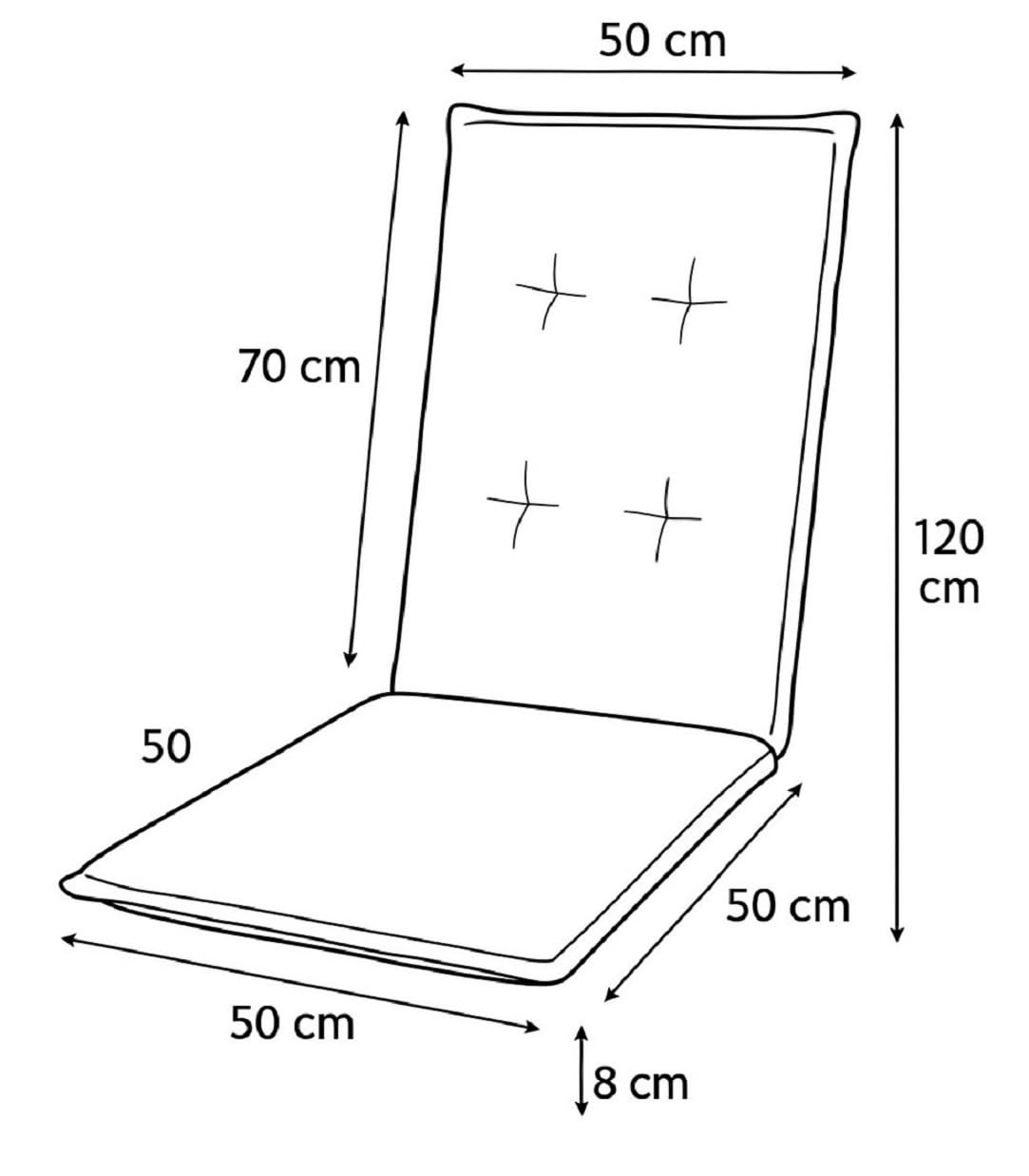 Gardissimo 6er Set Premium Hochlehner Grau, 120 x 50 x 8 cm | Gartenstuhlauflagen, UV-Lichtecht, Schaum-/Vliesfüllung, Polsterauflagen