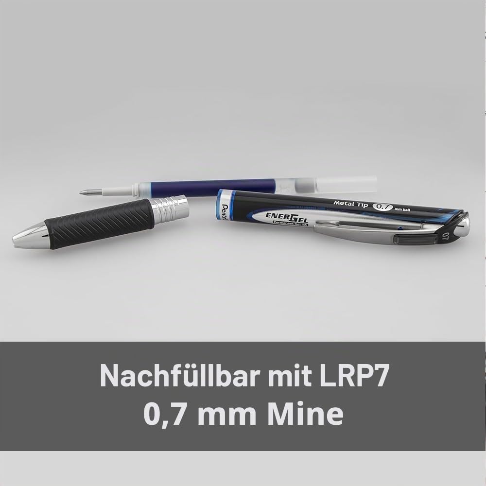 Pentel BLP77-AX EnerGel Xm Document, mit Druckmechanik, dokumentenecht und alterungsbeständig, 12 Stück, schwarz