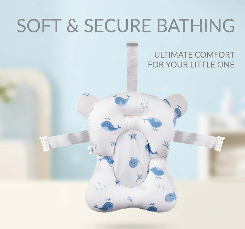 Cojin Bañera Bebe,Cojín de baño para bebé,Red de Baño para Bebés,Adaptador Bañera Universal,Suave y Blando,Hamaca,Secado Rapido,Asiento Hamaca Bañera Bebé 0-24 meses (BB)