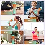 HOMEEX 1L (32oz) Motivational Water Bottle, BPA-free Sports Water Bottle with Time Marker - Quotes - One-Click Technology Ideal for Jogging, Hiking, Office, School, Adults, Children (Blue & Green) - Image 3