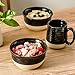 HASENSE Ceramic Soup Bowls and Cereal Bowls, 20 OZ Bowls for Kitchen Set of 6, Stackable Bowls Set for Ramem, Salad, Oatmeal, Rice, Snack, Dishwasher Microwave Safe, Black