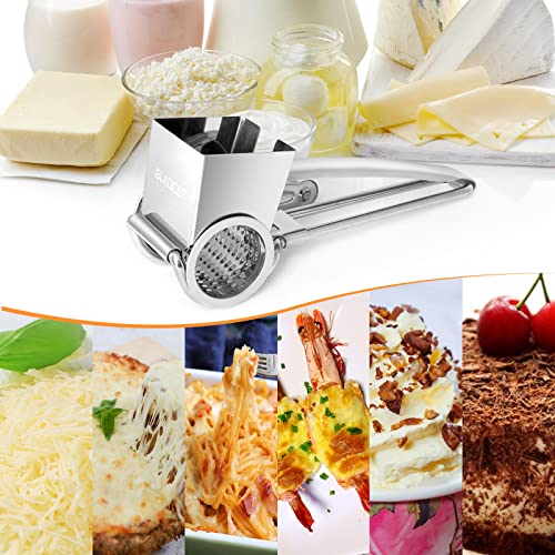 Rotary Cheese Grater Stainless Steel Manual Handheld Cheese Grater Shredder Hand Crank Kitchen Tool For Grating Hard Cheese Chocolate Nuts And More #TOP3