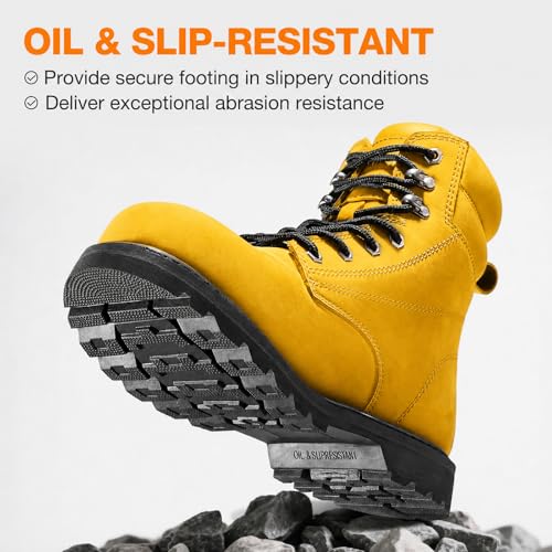 Image of NINGO Waterproof Steel Toe Work Boots for Men, EH Rated, Slip Resistant