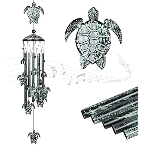 UXORSN Summer Mood Turtle Wind Chimes for Outside,36" Unique adorable Sea Turtle Wind Chimes Outdoor Clearance, Tortoise Windchimes With 5 Tubes & 6 Bells, Wonderful Gift for Mom Grandmom and Friend Cover