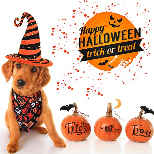 12 Pieces Halloween Dog Bandanas Triangle Bandana With Halloween Pumpkin Patterns For Halloween Pet Costume Accessories Decoration (Pumpkin And Ghost) #TOP6
