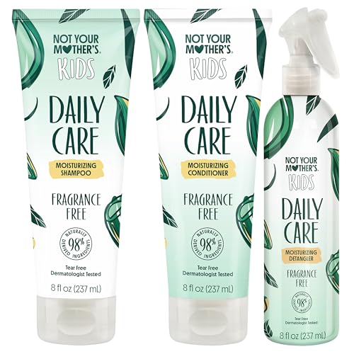 Not Your Mothers Kids Daily Care Bundle - Fragrance Free Shampoo Conditioner and Detangler (3-Pack) - Scent Free Hair Products for Kids