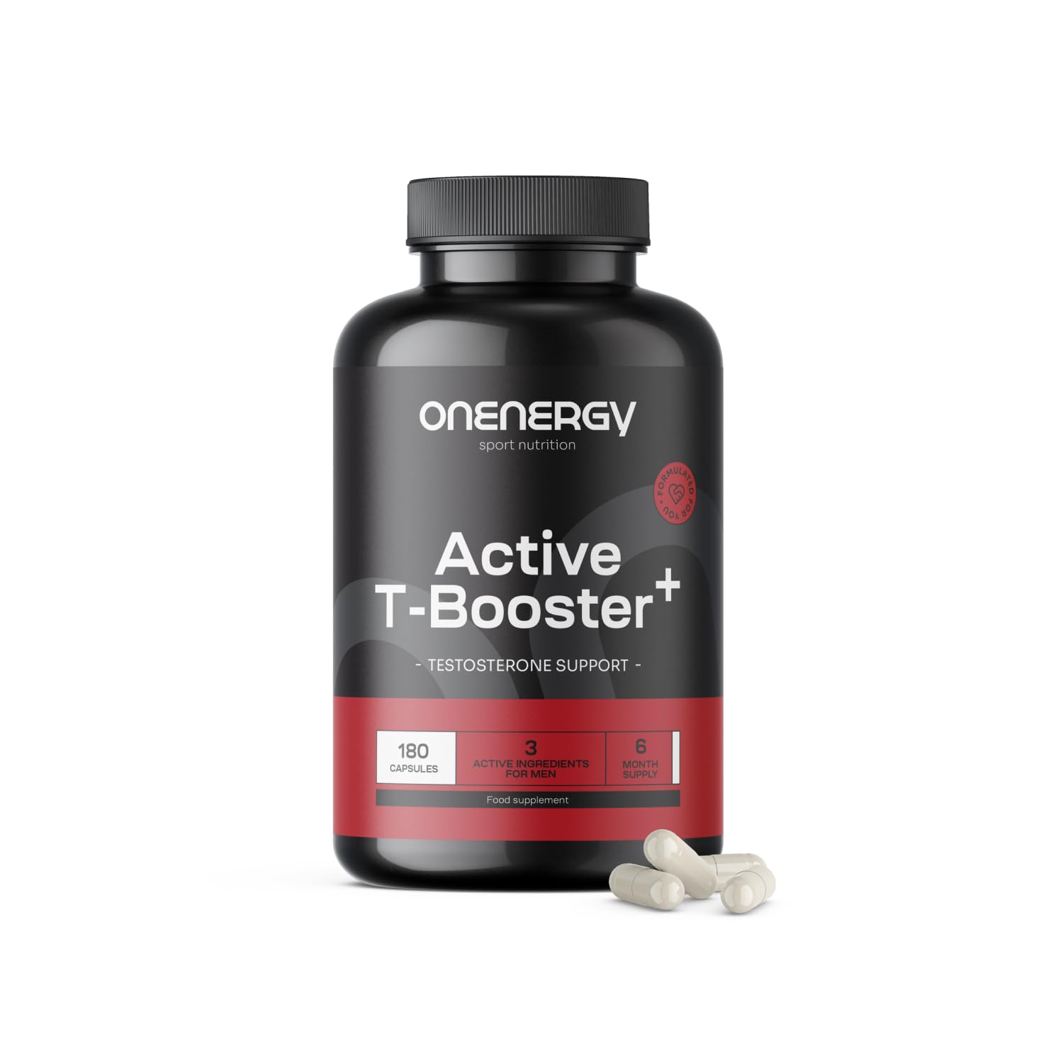 Active T-Booster Plus – Complejo para hombres – 180 cápsulas – Zinc, tribulus terrestris y ácido D-aspártico – Energía y fuerza – Suministro para 6 meses