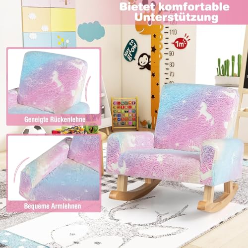 FANTASK Schaukelstuhl für Kinder ab 3 Jahren, leuchtendes Kindersofa aus Flanellstoff mit Rückenlehne & Armlehnen