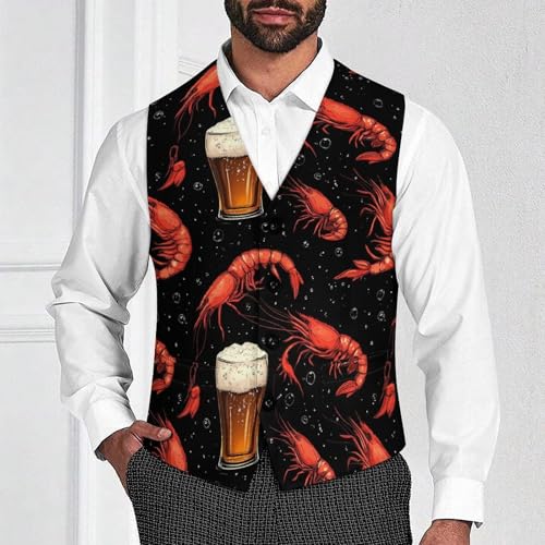 Shrimps Beer Men's Suit Vests Business Formal Dress Vest V-Neck Waistcoat for Wedding Casual2