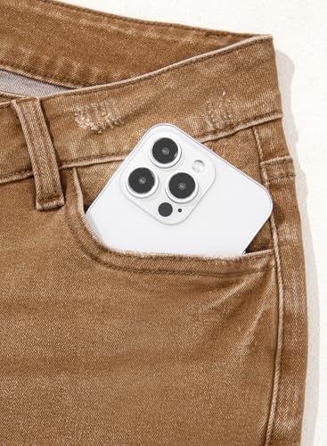 Sidefeel Women's Bell Bottom Flare Jeans High Waisted Stretchy Ripped Distressed Raw Hem Denim Pants with Pockets4