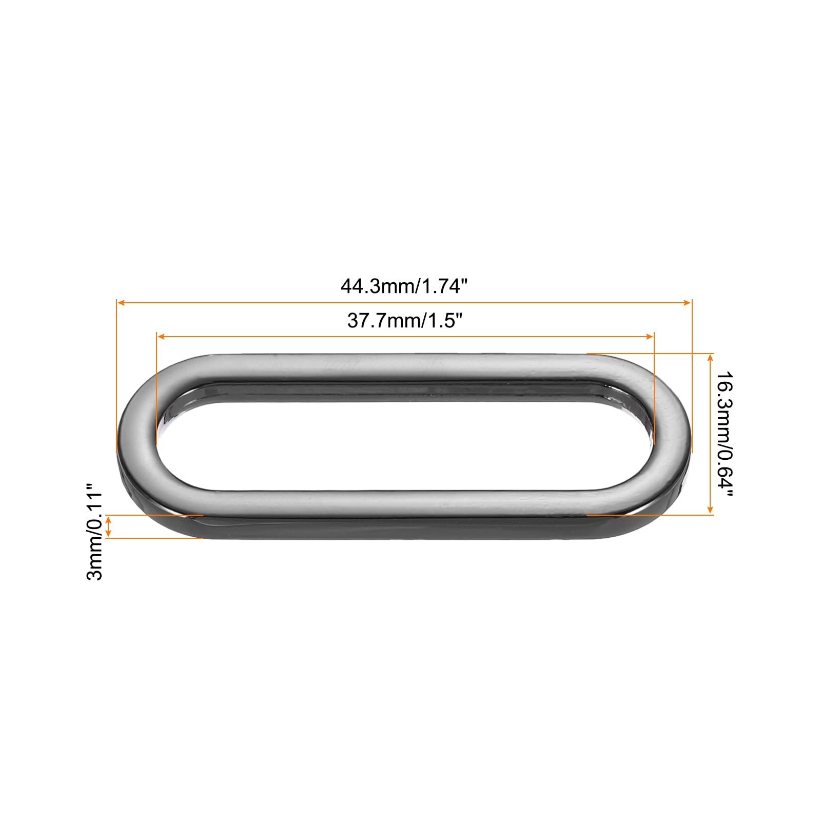 PATIKIL 1.5 Inch Metal Oval Ring Buckle, 6 Pack Adjustable Buckle Loops Non Welded Strap Fastener for Backpack Bag Belt Black - Image 2