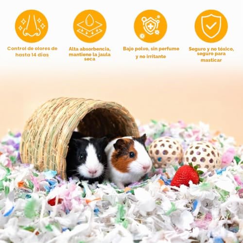 Miniatura 6 de Flintronic Ropa De Cama Para Animales Pequeños, 15l Ropa De Cama De Papel De Control De Olores, 440g Ropa De Cama De Papel Superabsorbente, 99 Libre De Polvo, Para Conejos Ratones Jerbos Roedores