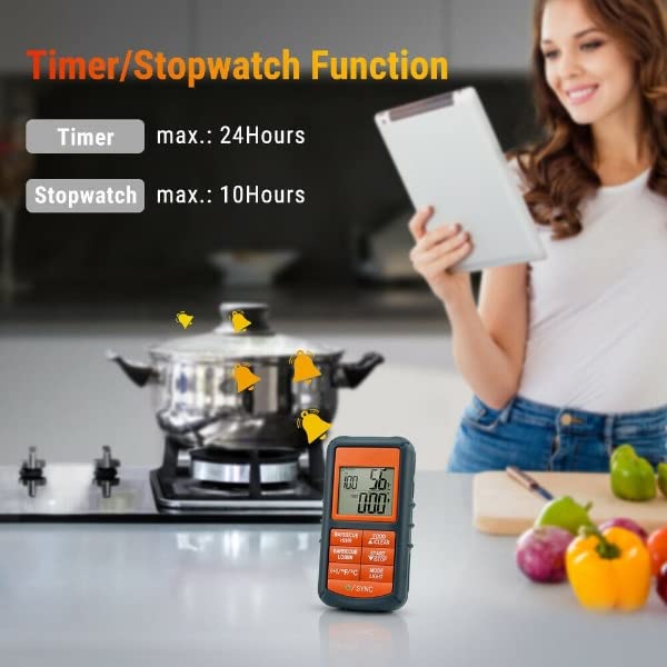 review 300 FT Wireless Meat Thermometer - 2 Probes Digital Meat Thermometer - Digital Thermometer for Cooking - Wireless Meat Thermometer for Grilling and Smoking - Grill Thermometer for Outside Grill