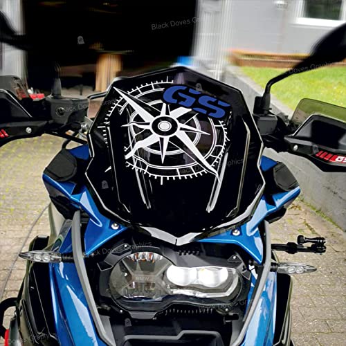 Sticker boussole pare-brise Motorrad GS blanc-bleu pour vos road trips