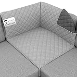 Sofa Shield Patented Sectional Couch Slip Cover, Cushion Protector, US Designed Reversible Stain and Dog Tear Resistant Slipcover, 30x30 inch Seat, Washable Covers for Dogs Pets, Light Gray Charcoal
