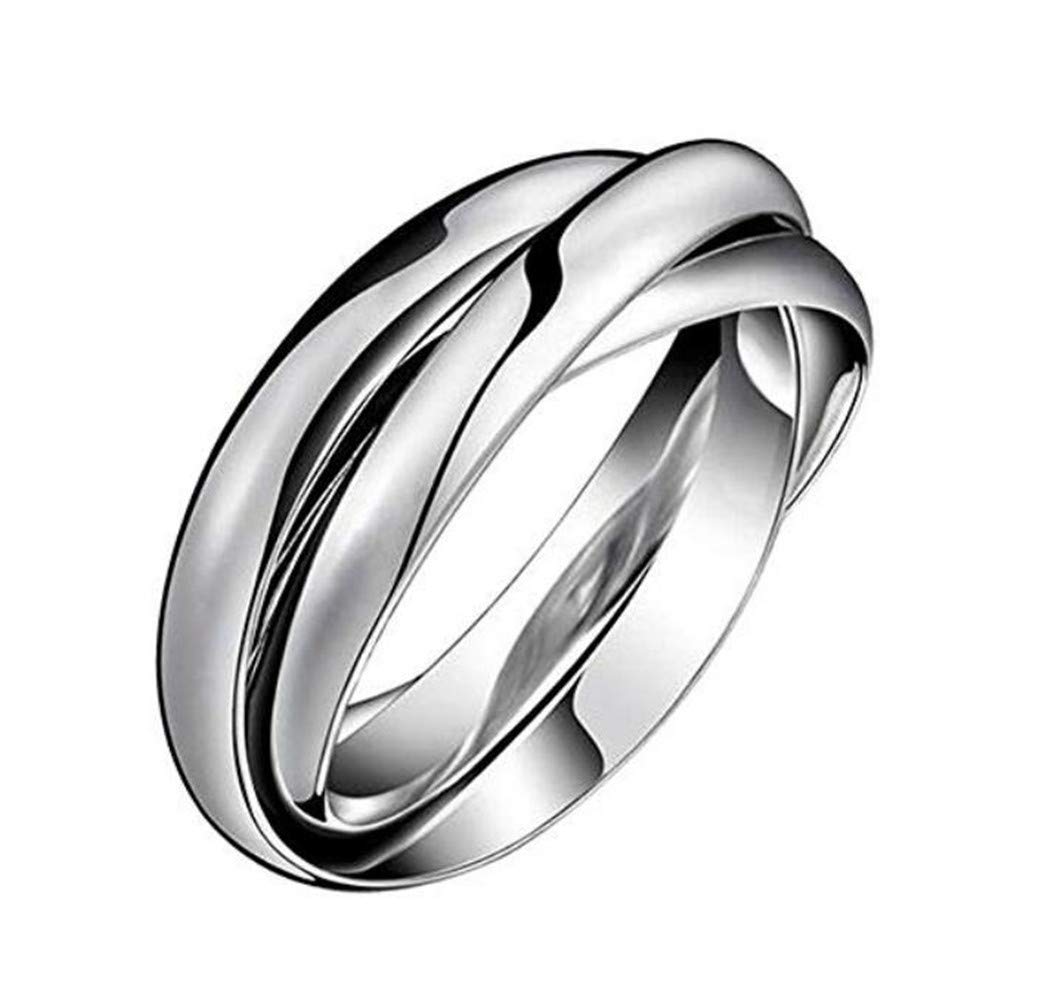HIJONESWomens Stainless Steel 3 Color Interlocked Spinner Ring, 3 in 1