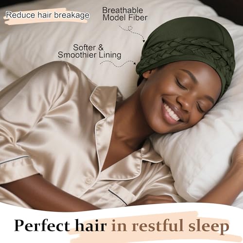 Image of Ababalaya Adjustable Satin Lined Turban for Women Mens Halo Turban Silky Lined Head Wraps for Waves Braids Locs Sleep Cap