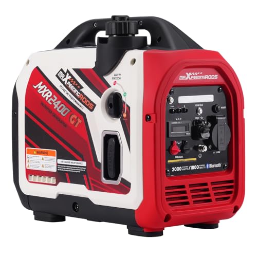 maXpeedingrods Inwerterowy generator prądu 2400 W, na benzynę, aplikacja Bluetooth® do zdalnego monitorowania danych, tylko 15 kg, kompaktowy i lekki, do kampera na zewnątrz i do użytku domowego.
