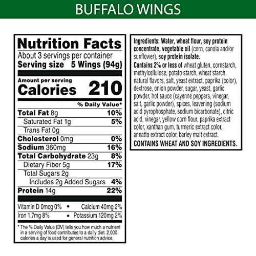 Morningstar Farms Veggitizers Meatless Chicken Wings, Plant Based Protein Vegan Meat, Frozen Meal, Buffalo, 10.5Oz Bag (1 Bag) #TOP1