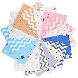 MSCFTFB 15 Pieces Cotton Fabric Scraps Bundles with Star Waves Printing Precut Fabric Squares for Patchwork Bedding Quilting Coaster Garland Fabric DIY Sewing Craft (10x10in)