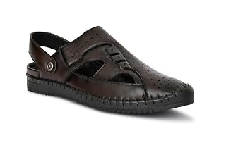 VOBLAND Men’s Brown Leather Casual Sandals | Comfortable Outdoor & Indoor Wear with Adjustable Back Strap | Lightweight and Durable Daily Footwear_09