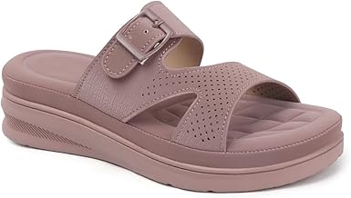 Carrito Women Slide Sandals with Perforated Upper and Buckle Detail for All-Day Comfort