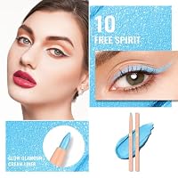 OULAC Blauer Eyeliner Wasserfest, Wischfester Matter Eye Liner Stift Hält 24 Stunden+, Hochpigmentierter Seidiger Drehbarer Kajalstift, Vegan (10) Free Spirit – Ansicht 2