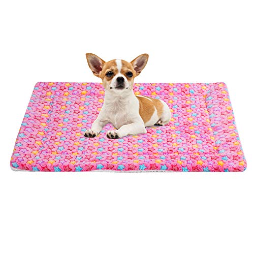 Saymequeen Puppy Warm Cushion Pet Sleep Mat Dogs Crate Pad Cat Bed Mattress Crates Mat (S:50X35Cm/19X13, Pink Stars) #TOP2